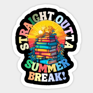 Summer Vacations - Straight Outta Adventure under Glowing Skies with Books Sticker